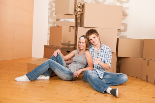 Office furniture being moved during a same day commercial relocation