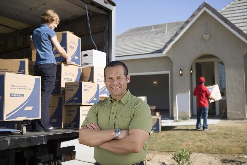 Packed household belongings in a removal van