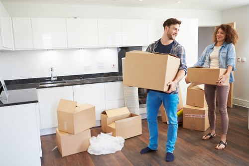 Office furniture and equipment prepared for a commercial move in Hounslow