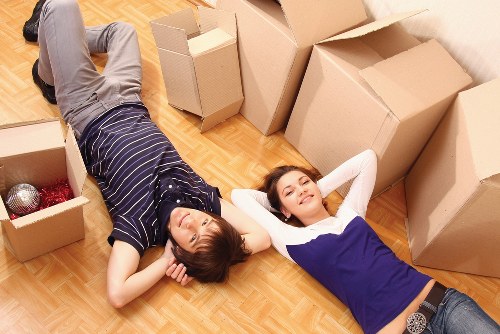 Packed business items ready for transport during a Hounslow office relocation