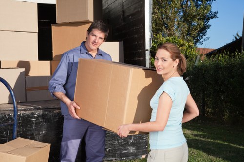Office furniture being loaded during a Hounslow move
